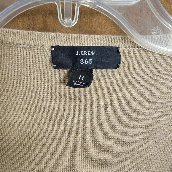 J. CREW 365 Womens Long Sleeve Open Front Cardigan Sweater Duster Beige Medium - Picture 4 of 8